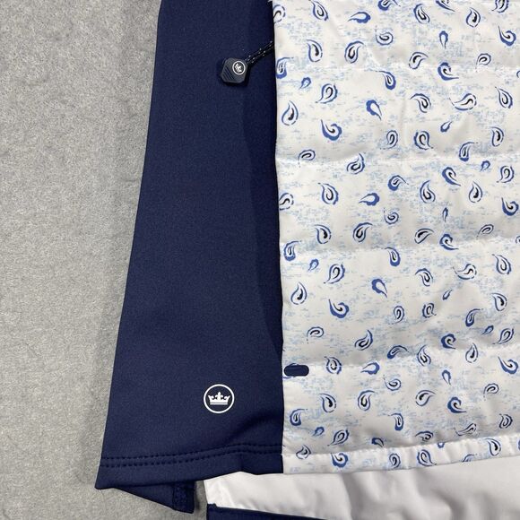 Peter Millar Vest Womens Medium White Navy Paisley Hybrid Fuse Elite Full Zip - Picture 4 of 10